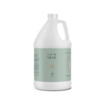 A 1-gallon bottle of CBD massage oil with a pump top dispenser sitting against a white background.