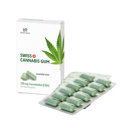 Swiss Cannabis Gum 120 mg - front of box on display.