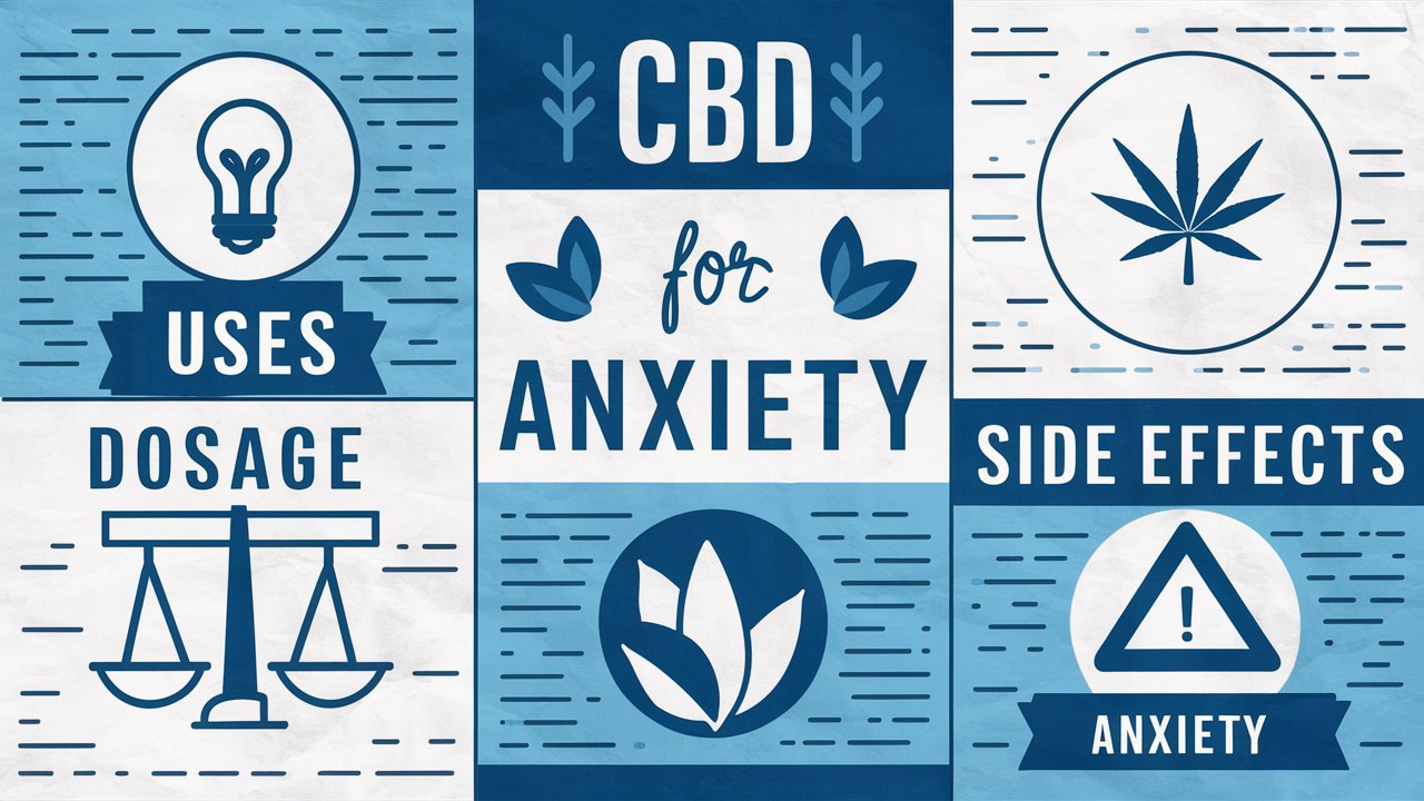 A well-researched infographic on the use of CBD for anxiety treatment. The image features a calming blue and white color scheme with minimalist icons.