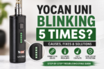 Yocan UNI Pro vape battery blinking 5 times indicating connection issue with 510 cartridge