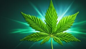 an illustration of a marijuana leaf.